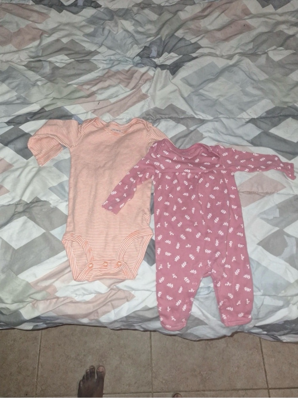 2-Pack Pink Baby One-Piece Bodysuit & Footed Pajamas